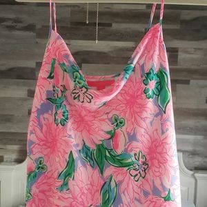 NWOT Lilly Pulitzer Tank Top in Pink Blossom, Size S, 100% Polyester, Adjustable